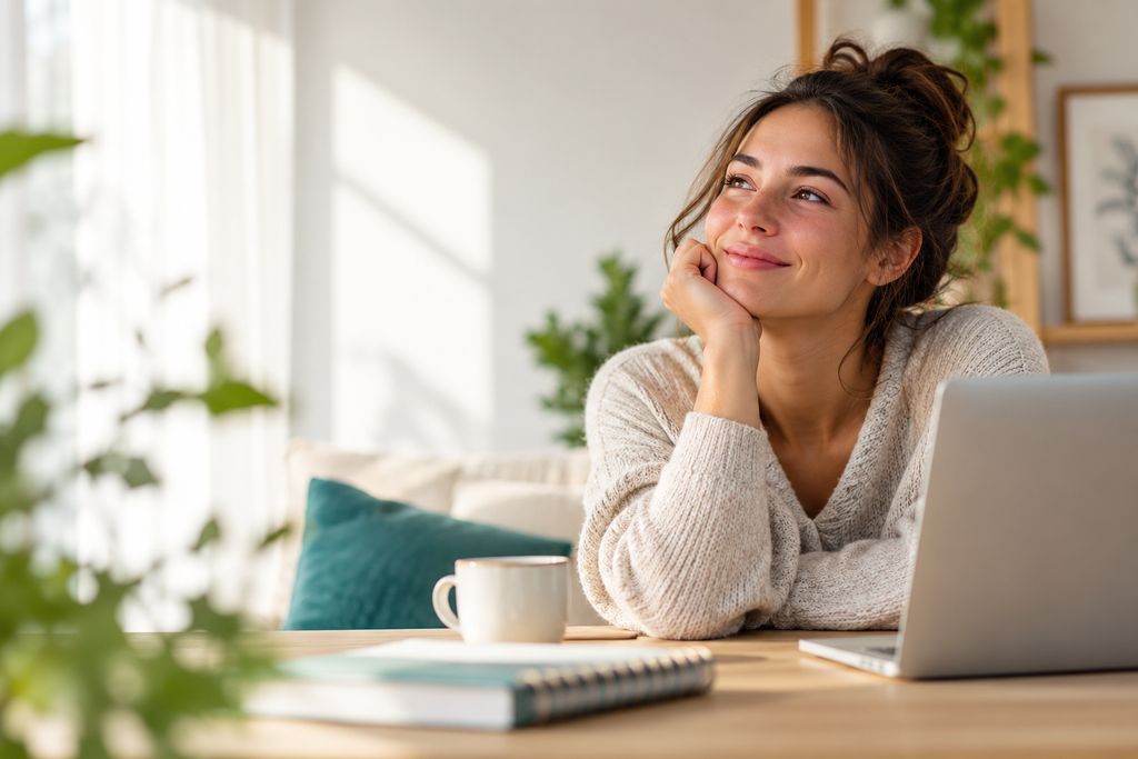 Inicio mujer realizando terapia online desde casa